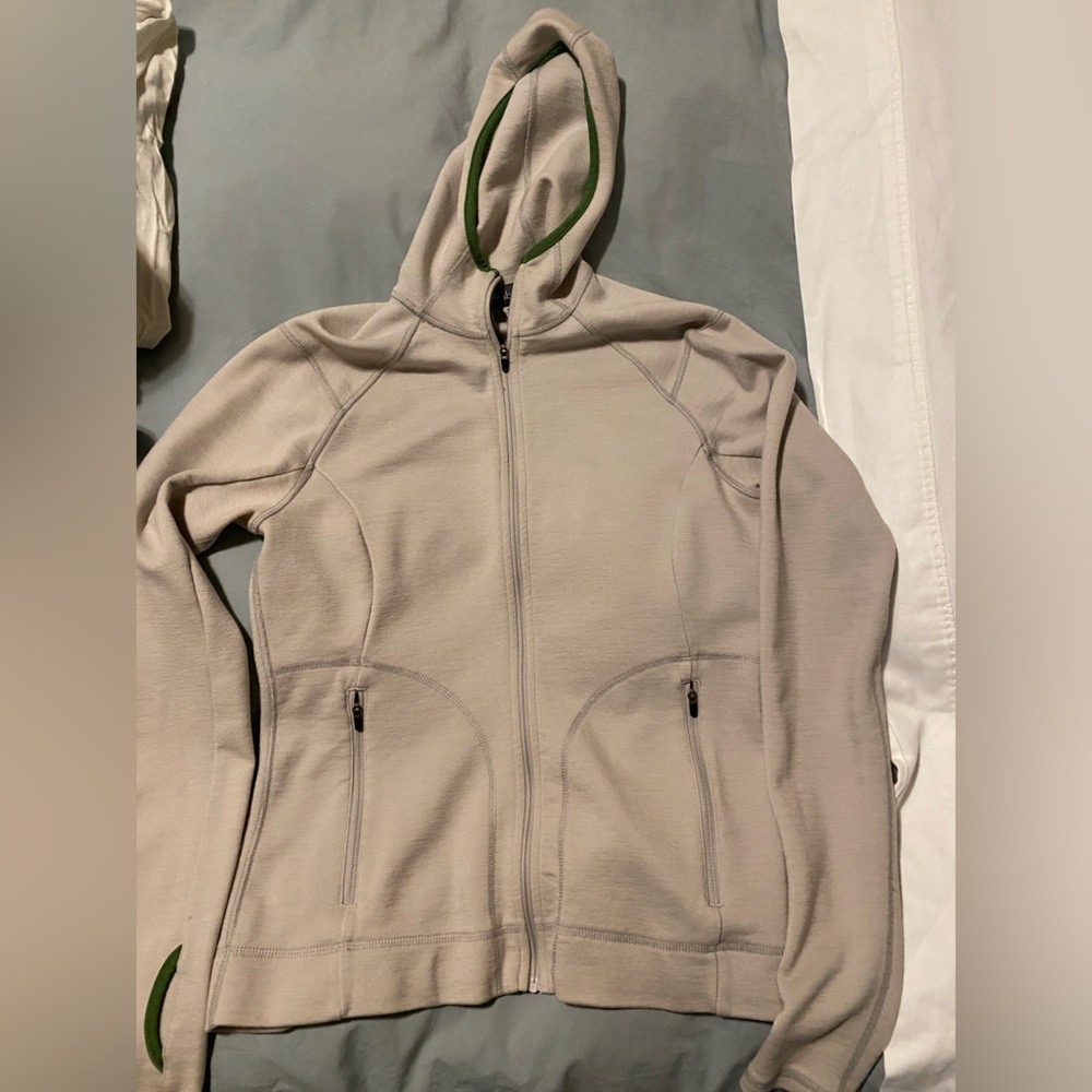 Ibex Cream Jacket with Green Trim